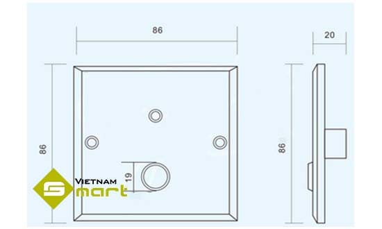 Tổng quan kích thước của nút bấm chìa khóa cơ YKS-850LS