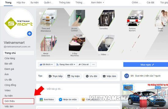 Chọn tab Giới thiệu (thanh menu bên trái)