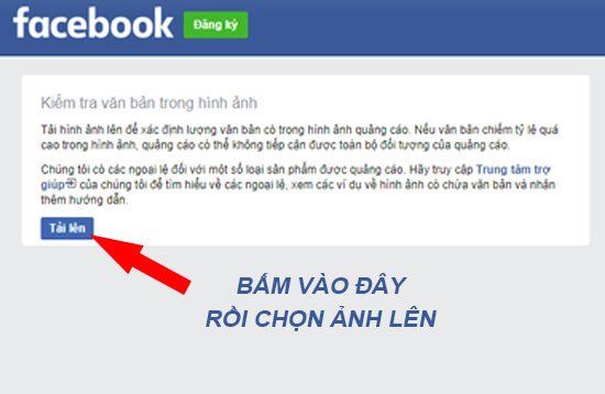 Tải ảnh check tỉ lệ text overlay facebook