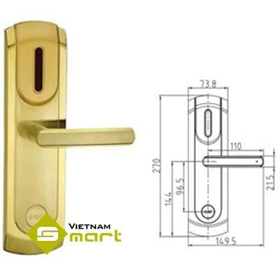 Kích thước các cạnh của sản phẩm khóa khách sạn 968BP-2-D