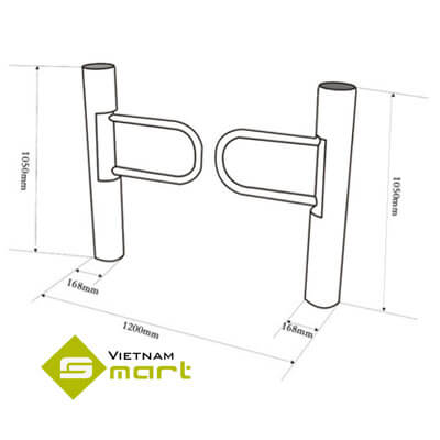 Bản vẽ kích thước sản phẩm cổng swing barrier VNS-B10