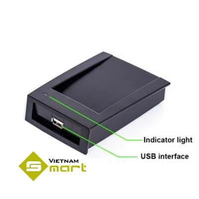 Thiết bị đọc thẻ mifare CR-10E thiết kế với cổng USB và đèn LED