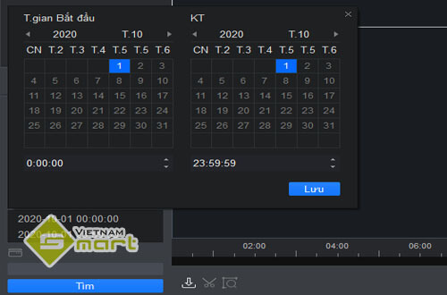 Lựa chọn khoảng thời gian xem lại camera
