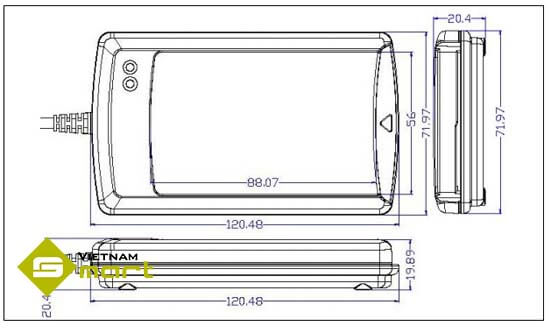 Tổng quan kích thước các cạnh của sản phẩm CR-1281-C8