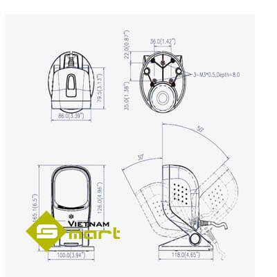 Tổng quan kích thước các cạnh của sản phẩm Z-6170