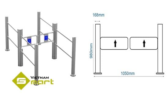 Kích thước các cạnh của thiết bị swing barrier UT570-A