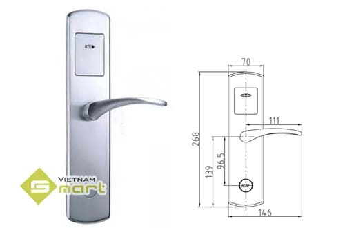 Kích thước chi tiết các cạnh của khóa điện tử  029SS-2-D-2-D