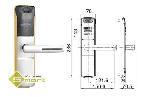 Kích thước chi tiết về khóa khách sạn 918RLP-2-DMF1