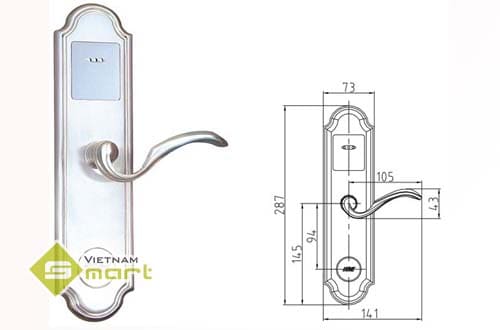 Kích thước chi tiết về khóa cửa khách sạn 998SL-DMF1