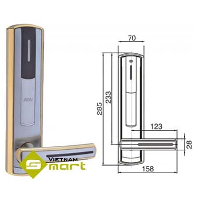 Kích thước tổng quan của sản phẩm khóa Hune 918RLP D