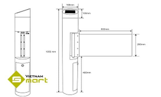 Tổng quan kích thước các cạnh của sản phẩm swing SWB100