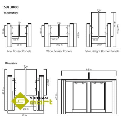 Bản vẽ cấu tạo và kích thước sản phẩm SBTL8000