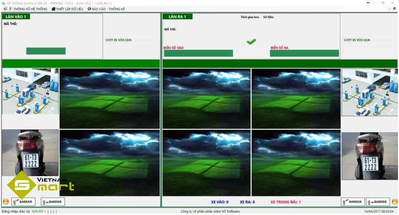 Giao diện phần mềm quản lý bãi xe parking 1.0