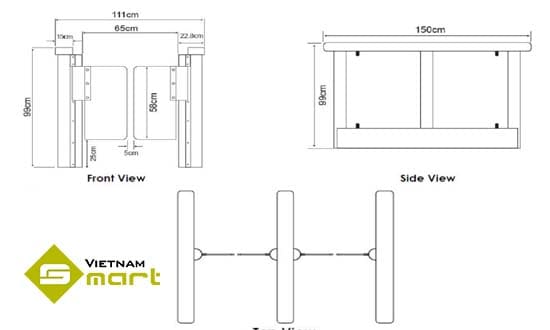 Kích thước các cạnh của sản phẩm sliding gate SWB200