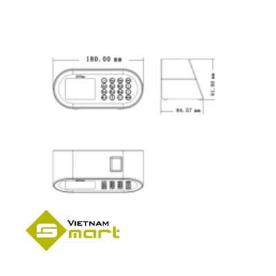 Kích thước các cạnh của sản phẩm máy chấm công vân tay D1