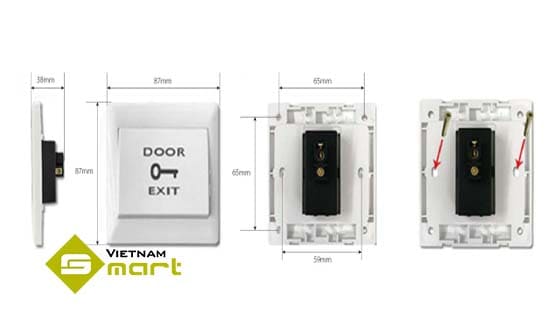 Kích thước tổng quan các cạnh của nút exit EX-802