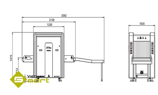 Kích thước tổng quan các cạnh của sản phẩm ZKX6550A