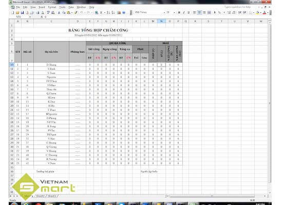 Bảng chi tiết công xuất ra File Excel bằng Mitaco