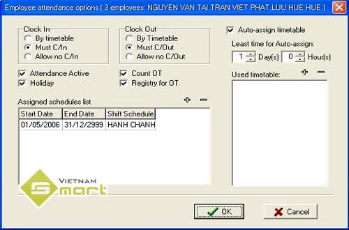 Khai báo ca làm việc trên phần mềm Attendance Management