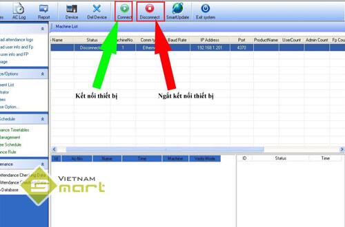 Kết nối máy chấm công với phần mềm