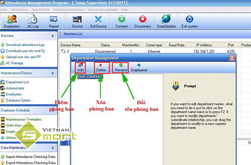 Bạn bấm chọn "Add" sẽ xuất hiện hộp thoại yêu cầu nhập tên phòng ban