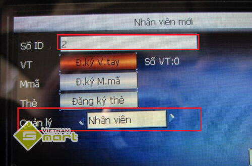Nhập số ID cho nhân viên