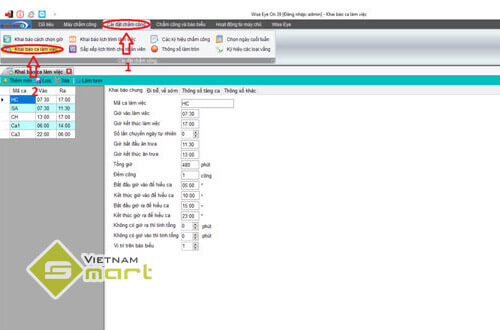 khai báo ca làm việc máy chấm công