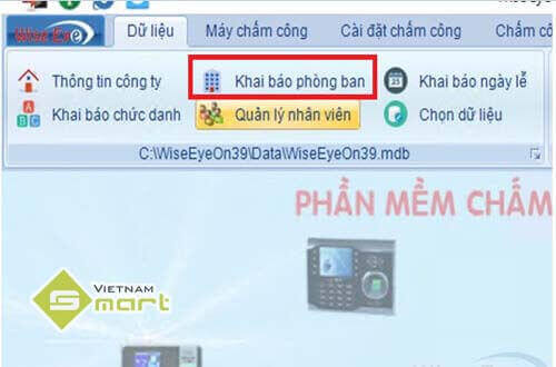 Khai báo phòng ban trong phần mềm Wise Eye On 39