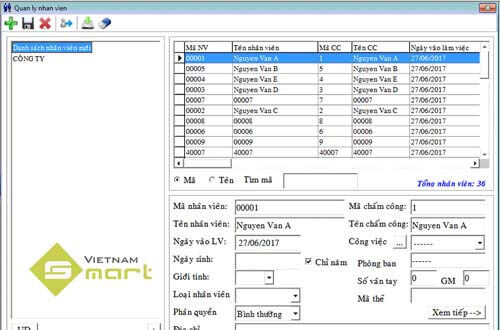 Quản lý nhân viên trong phần mềm Mitaco