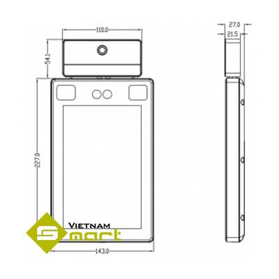 Tổng quan kích thước các cạnh sản phẩm ProFace X-TI