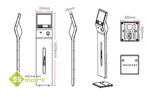 Tổng quan về kích thước của thiết bị FaceKiosk-H13C