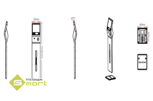 Kích thước tổng quan của model FaceKiosk-H13C TD