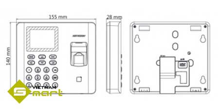 Kích thước của sản phẩm DS-K1A802AMF