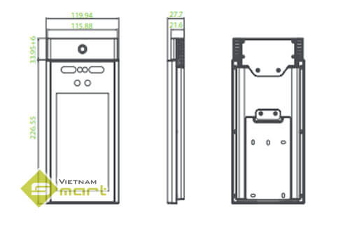 Kích thước tổng quan của model RevFace15 TI