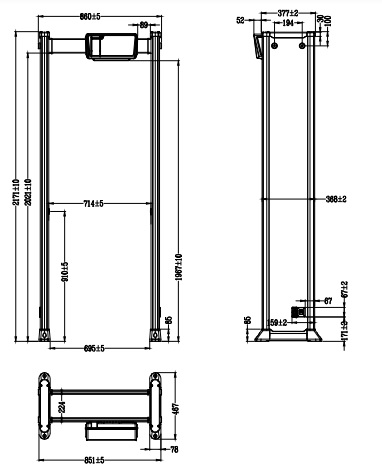 Kích thước của cổng dò DHI-ISC-D206