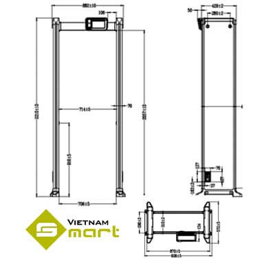 Tổng quan kích thước các cạnh của sản phẩm DHI-ISC-D733