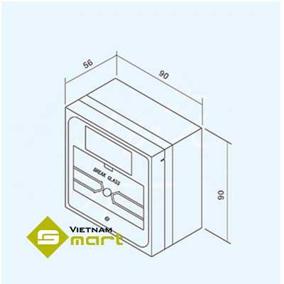 Kích thước tổng quan các cạnh của sản phẩm nút exit CPK-861A