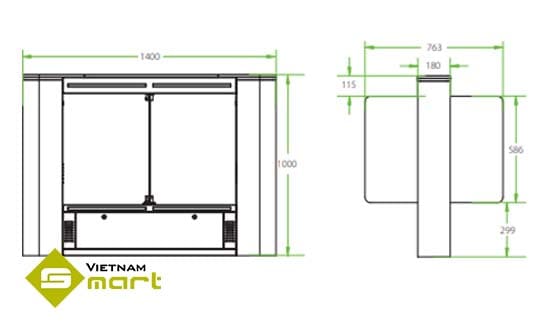 Kích thước của sản phẩm swing barrier SBTL-6200